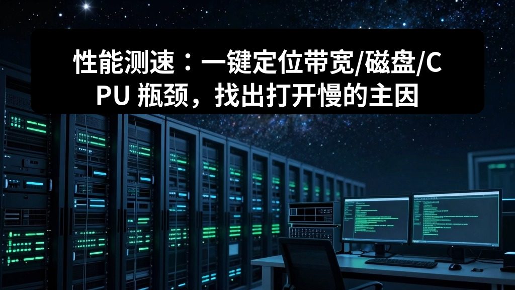 性能测速：一键定位带宽/磁盘/CPU 瓶颈，找出打开慢的主因